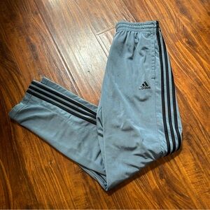 Adidas Stripe Gray Blue Track Pants with Black Accents